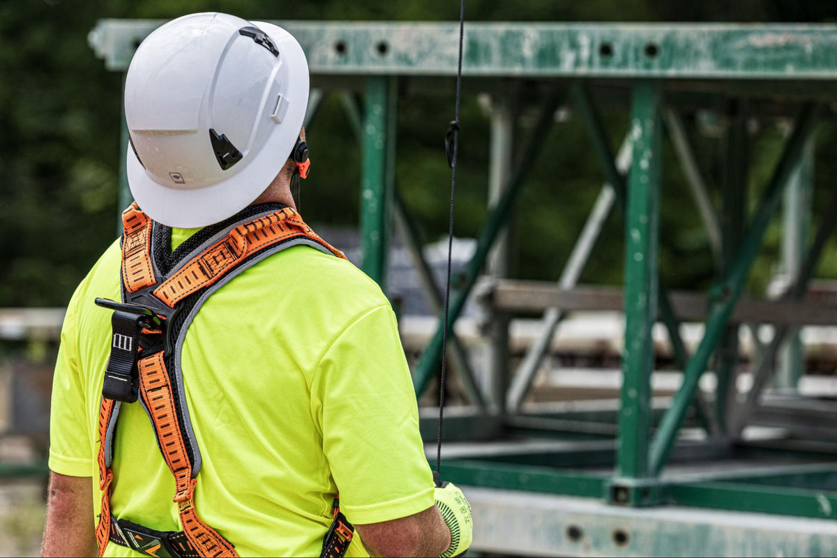 construction worker looking up