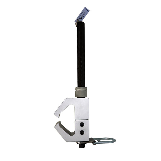 Metal tool with a black handle on a white background