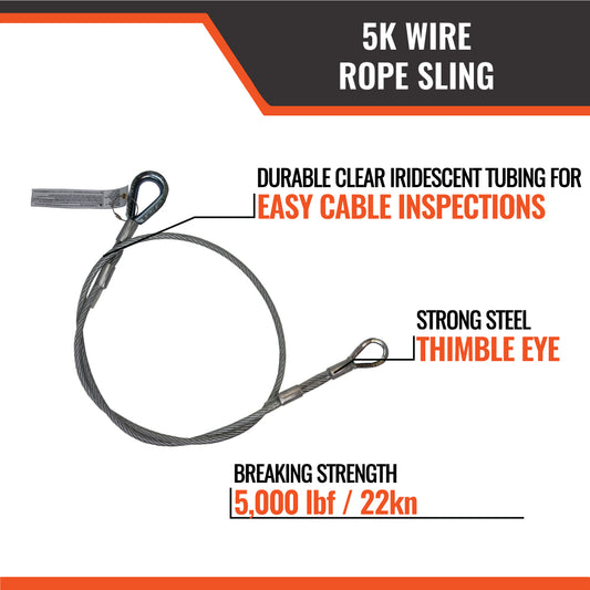 5K Wire Rope Sling 6Ft