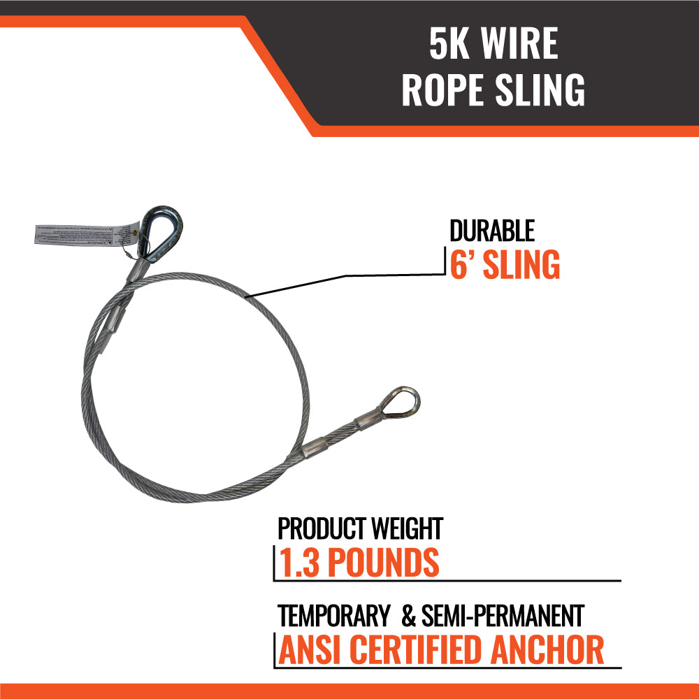 5K Wire Rope Sling 6Ft