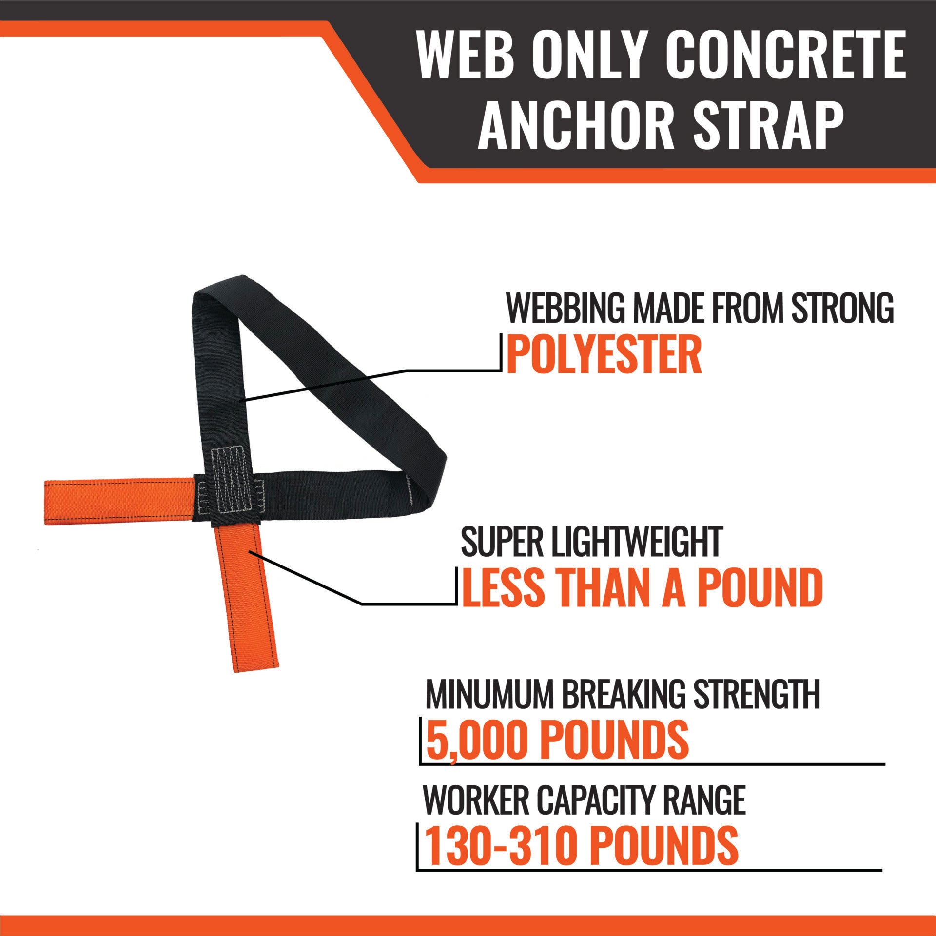 4’ Malta Dynamics Concrete Anchor Strap (Online Only)