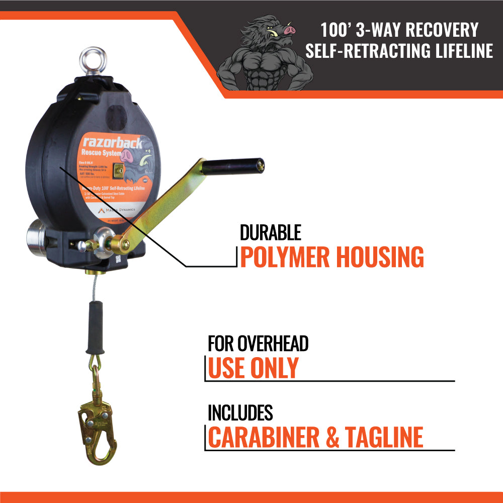90’ Razorback 3-Way Recovery SRL With Snap Hook, Class SRL-R