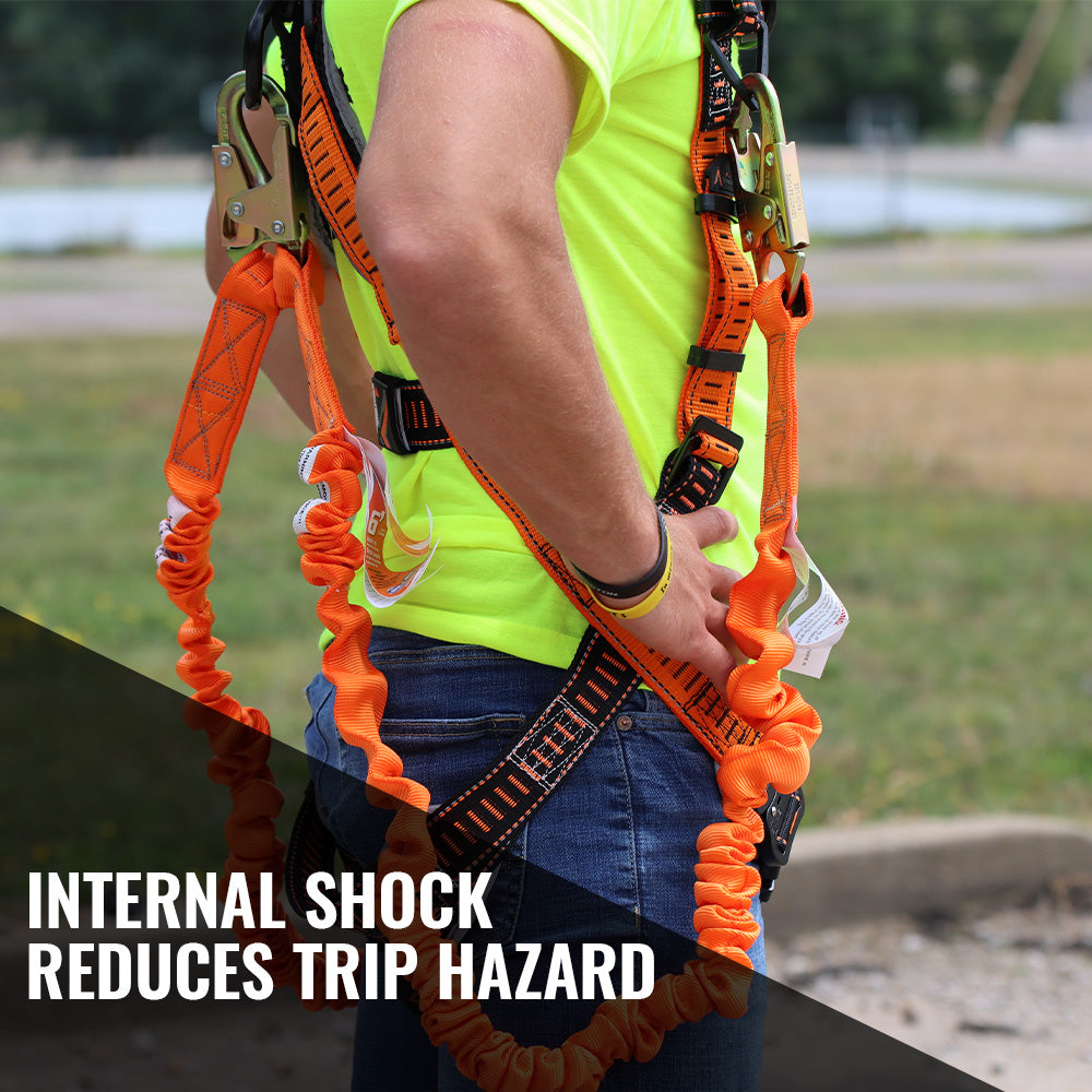 4.5' - 6' DOUBLE LEG STRETCH INTERNAL SHOCK ABSORBING LANYARD