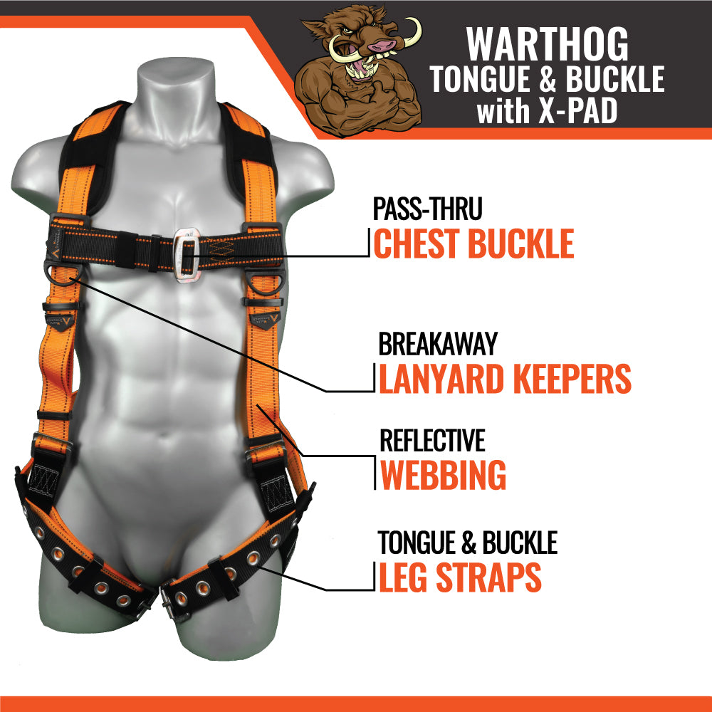 WARTHOG® TONGUE AND BUCKLE FULL-BODY HARNESS (WITH X-PAD)