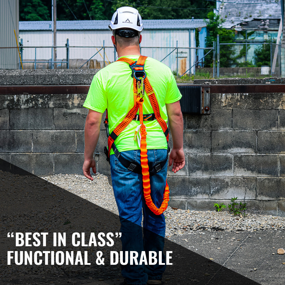 6’ SINGLE LEG SHOCK ABSORBING LANYARD W/ 2 STEEL SNAP HOOKS