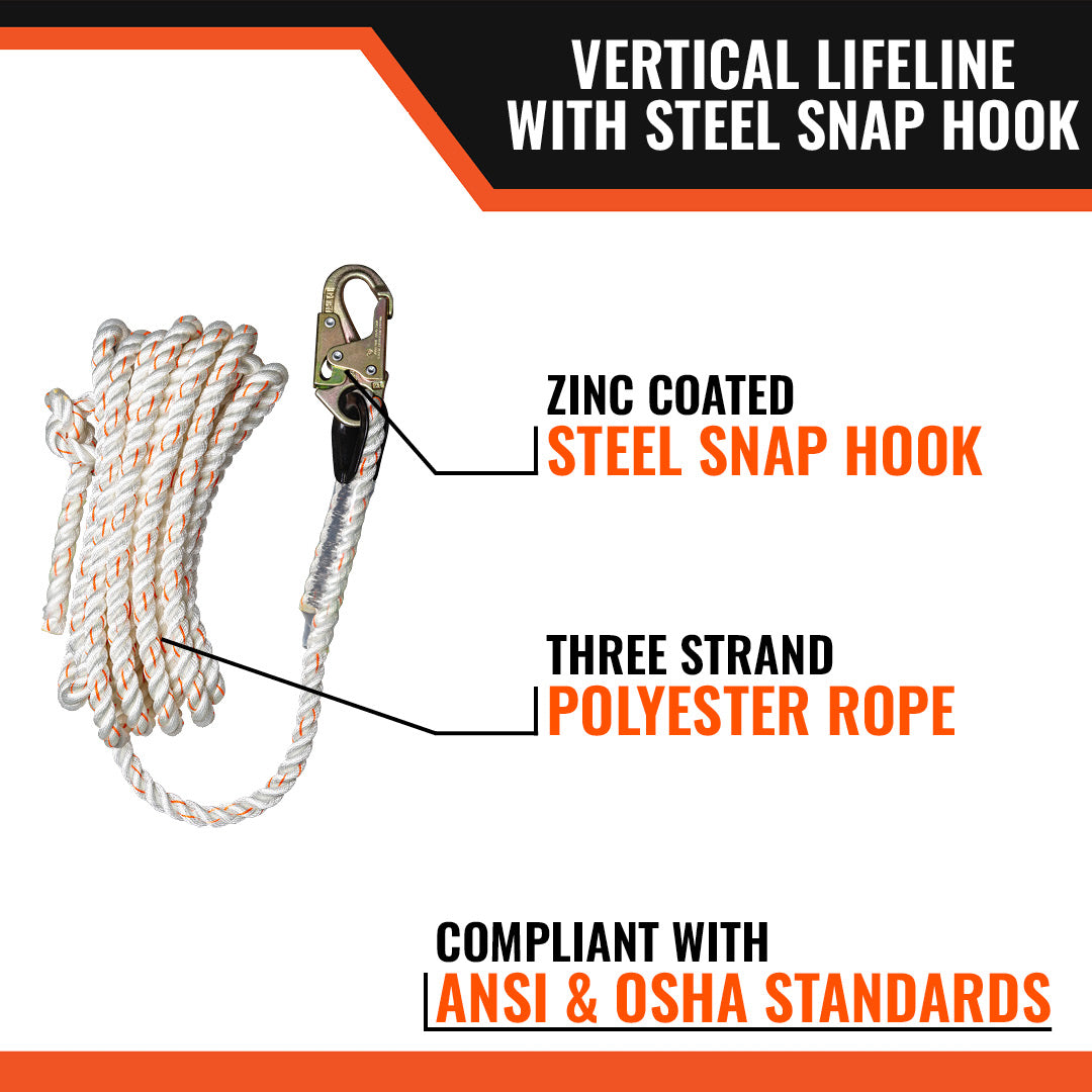 VERTICAL LIFELINE W/ SNAP HOOK