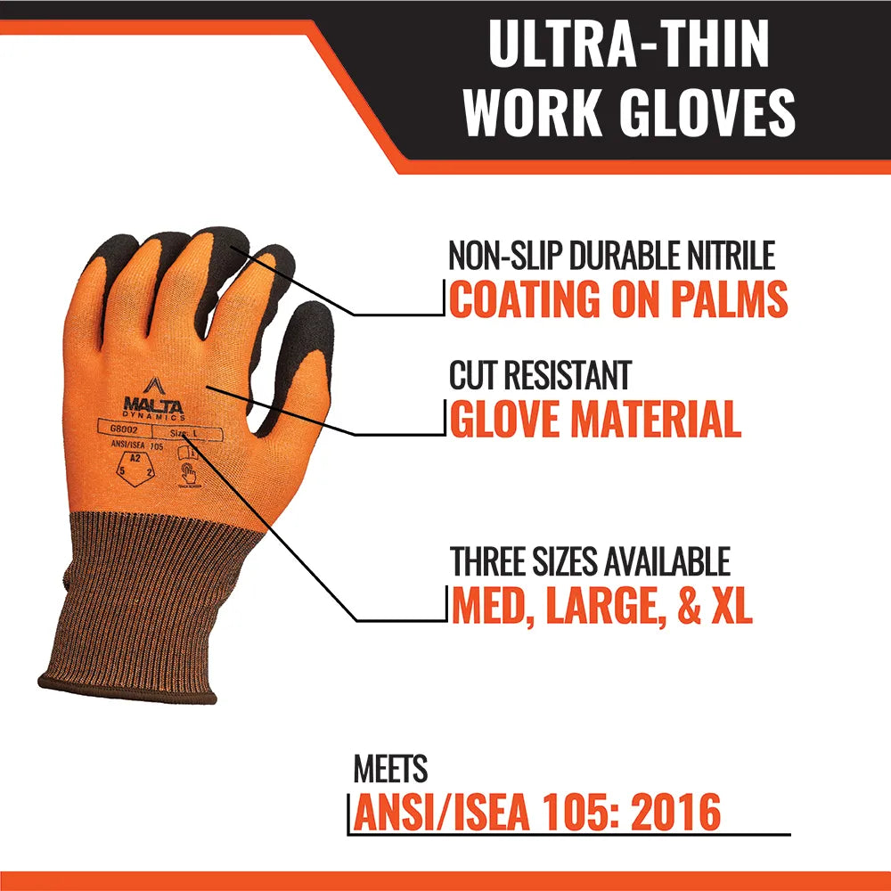 Ultra-Thin Cut Level A2 Work Gloves (12 pack)