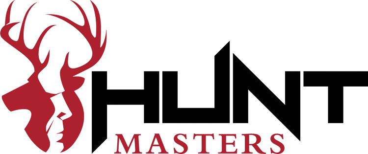 Logo of Hunt Masters with a red deer head on a white background