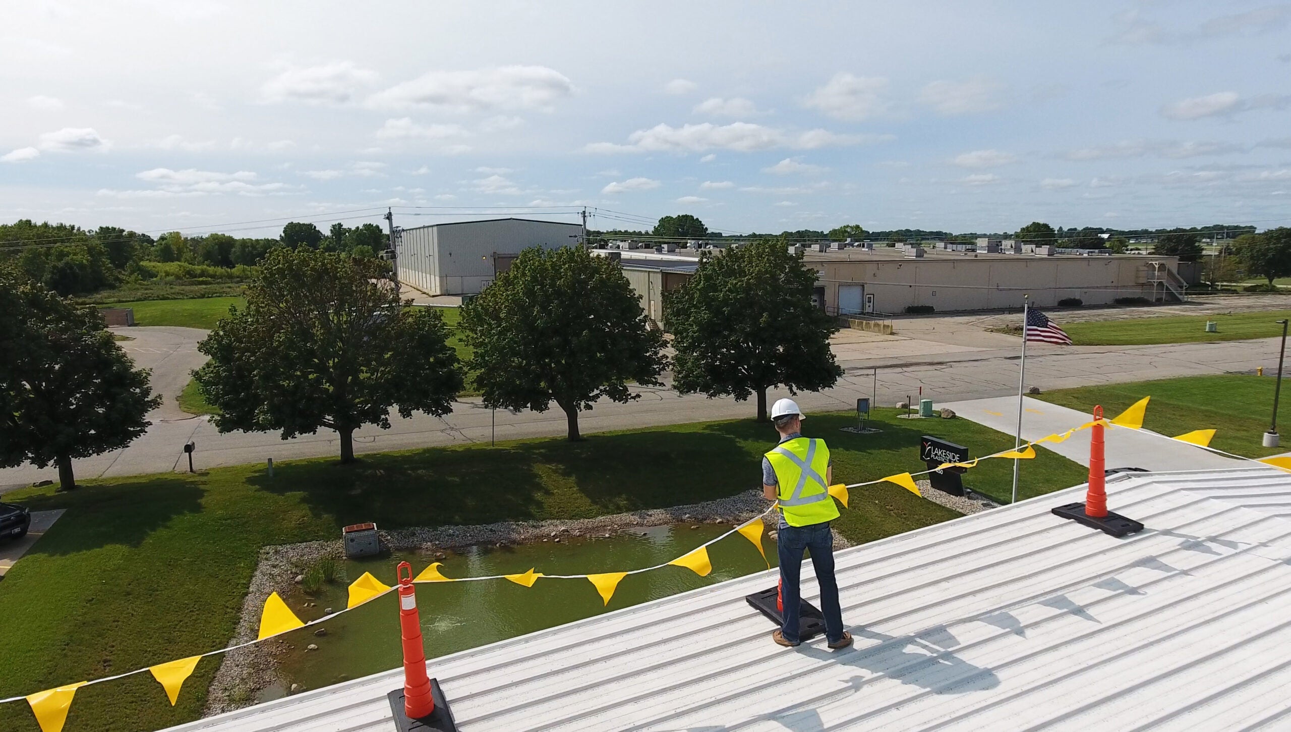 105' Perimeter Warning Flags, OSHA Compliant