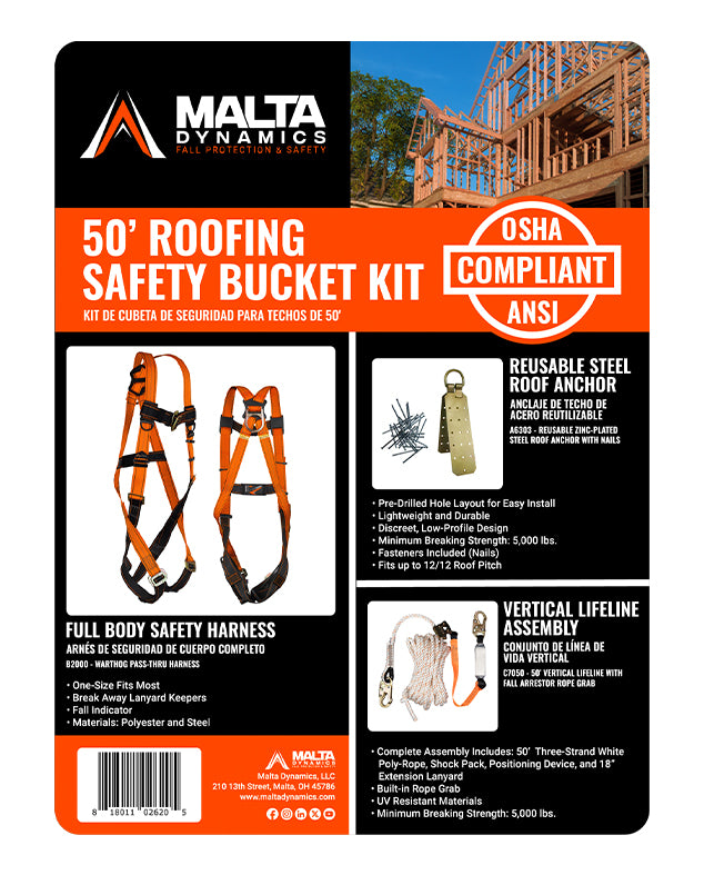 50' Roofer's Safety Bucket Kit