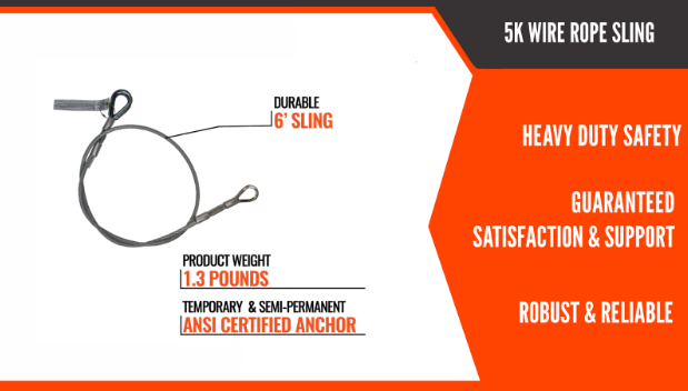 5K Wire Rope Sling 6Ft