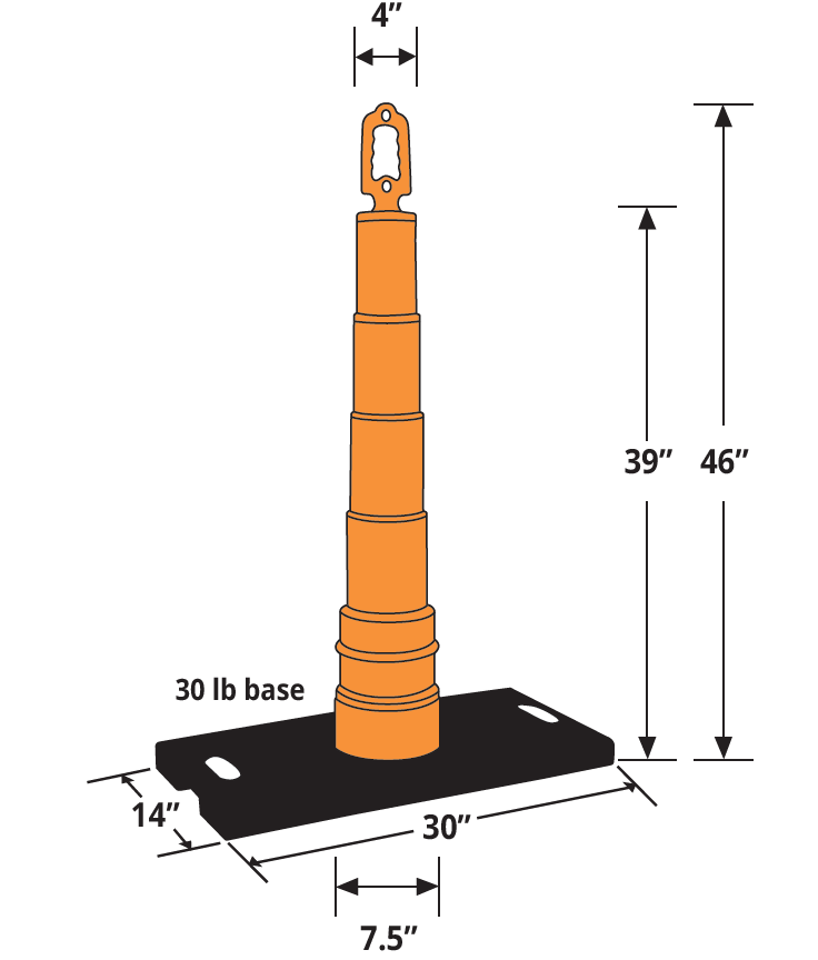 39" Perimeter Defense Cones with 30lbs Roof Edge Base