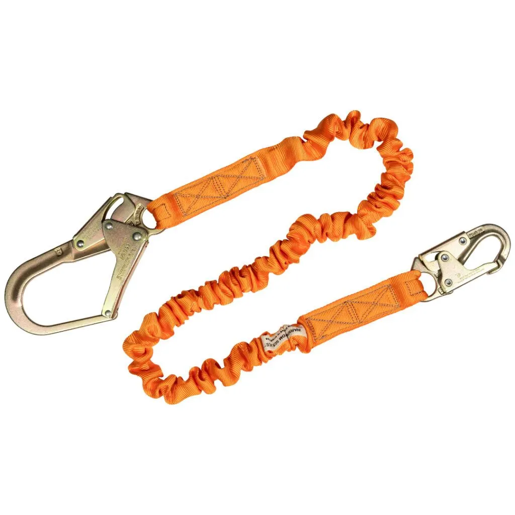 C5115 4.5' - 6’ SINGLE LEG STRETCH INTERNAL SHOCK ABSORBING LANYARD WITH 1 REBAR HOOK AND 1 STEEL SNAP HOOK