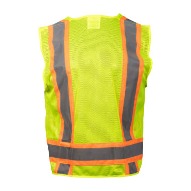 HIGH VISIBILITY YELLOW SAFETY SURVEYOR VEST - PPE 007 Back