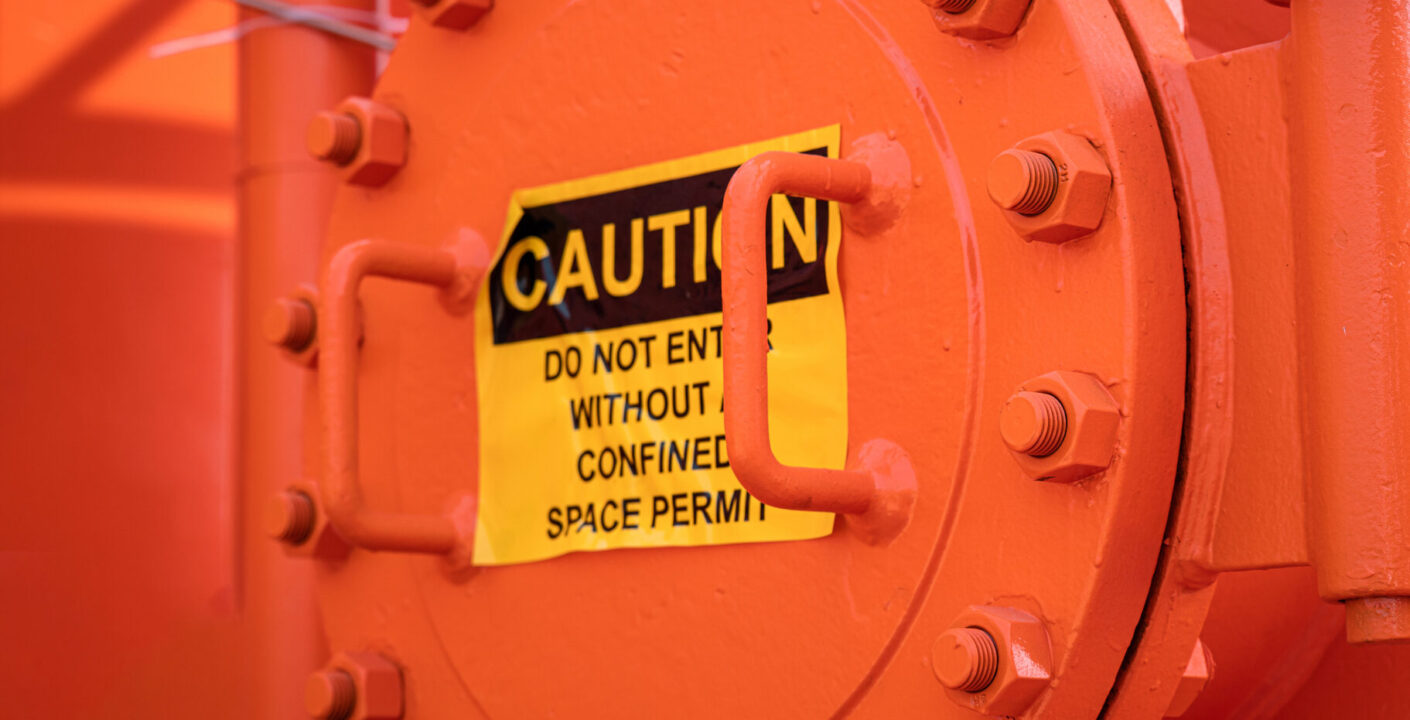 Confine space safety warning sign.