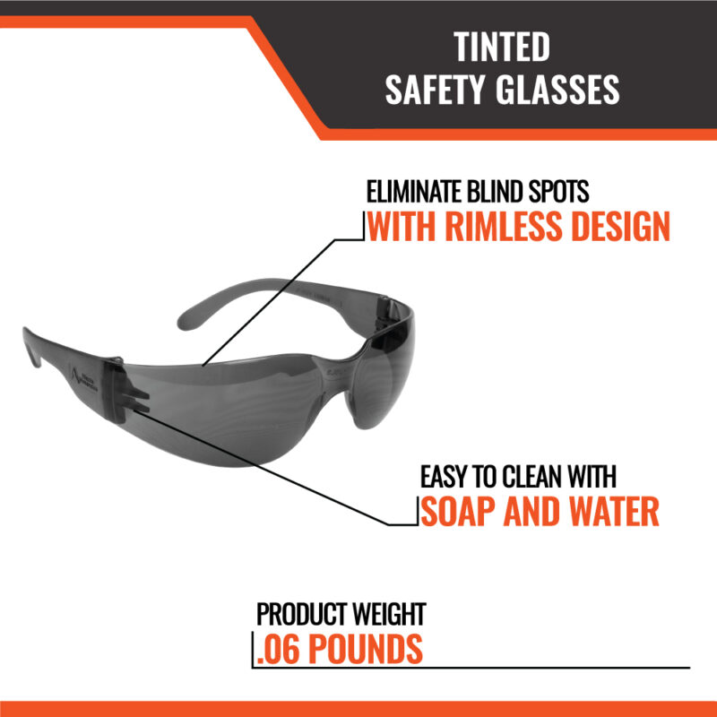 TINTED SAFETY GLASSES (12 PACK) - Image 3