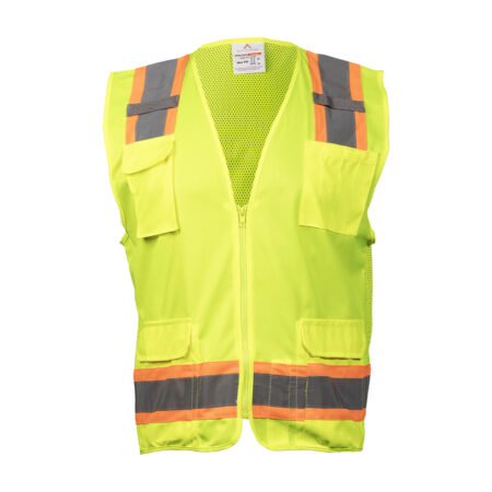 HIGH VISIBILITY YELLOW SAFETY SURVEYOR VEST
