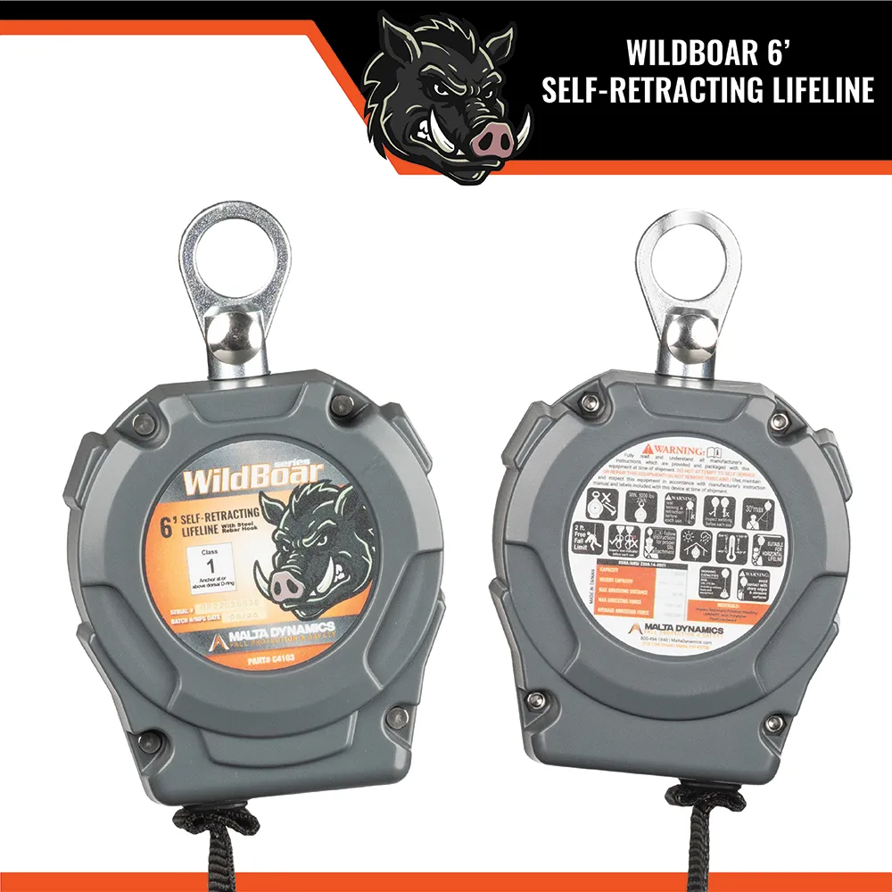 6 ft Wild Boar Personal Self-Retracting Lifeline – Single or Dual SRL with Rebar or Snap Hook - Image 11